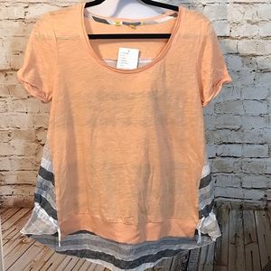 Coral Little Yellow Button Top